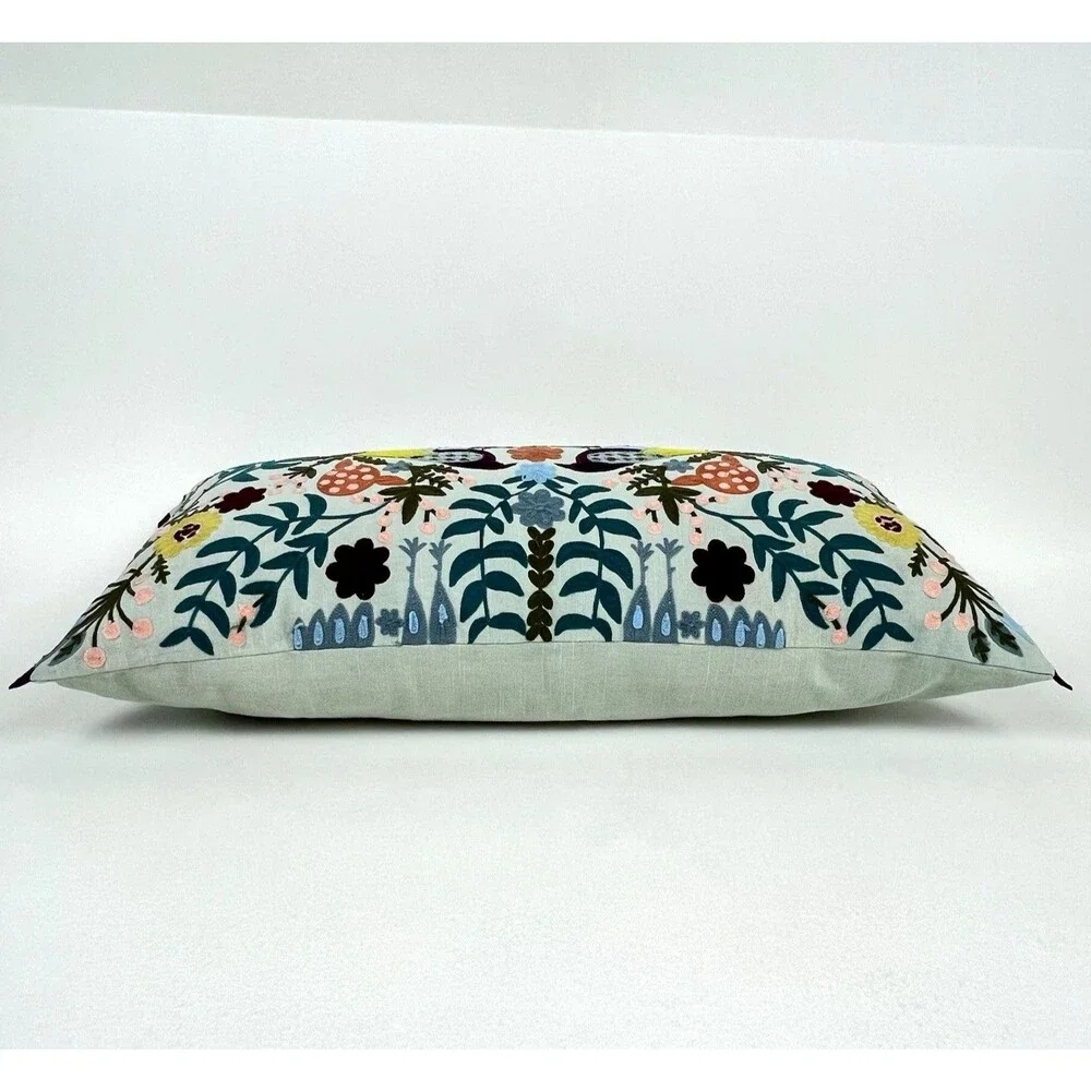 Elle Tahari Home Embroidered Pillow & Insert Rectangular Birds Florals 14